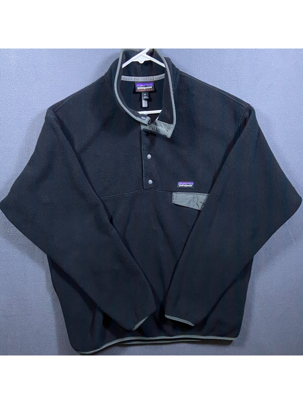Patagonia Mens XL Synchilla Snap T Black Fleece Pullover Outdoor Hiking Gorpcore